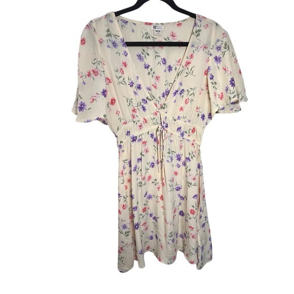 Billabong Cream Pink Smocked Ruffled Mini Sundress - Picture 4 of 9